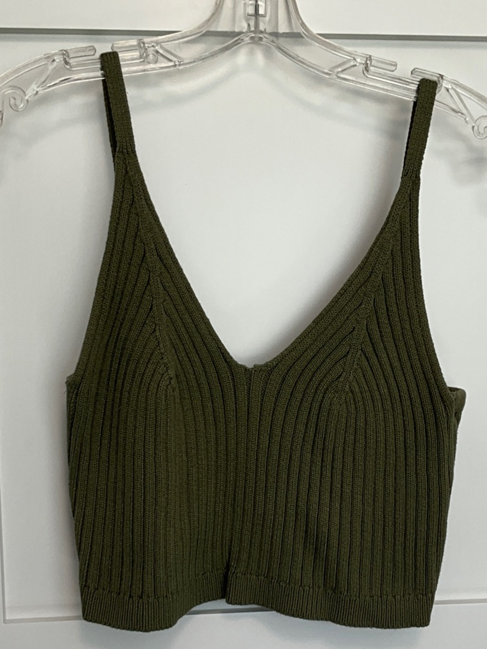 dee elly Olive Ribbed Knit Tank Top